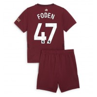 Camisa de Futebol Manchester City Phil Foden #47 Equipamento Alternativo Infantil 2024-25 Manga Curta (+ Calças curtas)